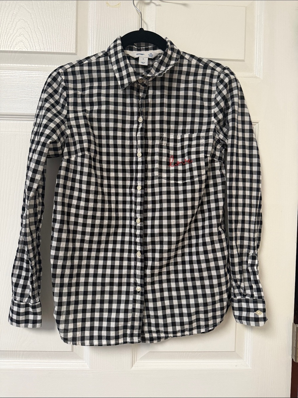 Old Navy Black and White Gingham Button-Down Shirt